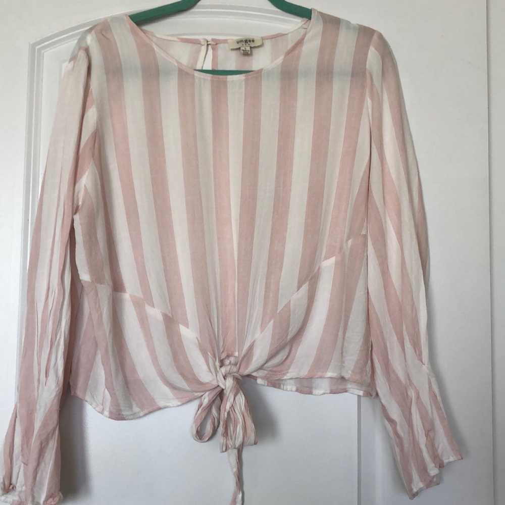 NWOT cream and pink boutique blouse